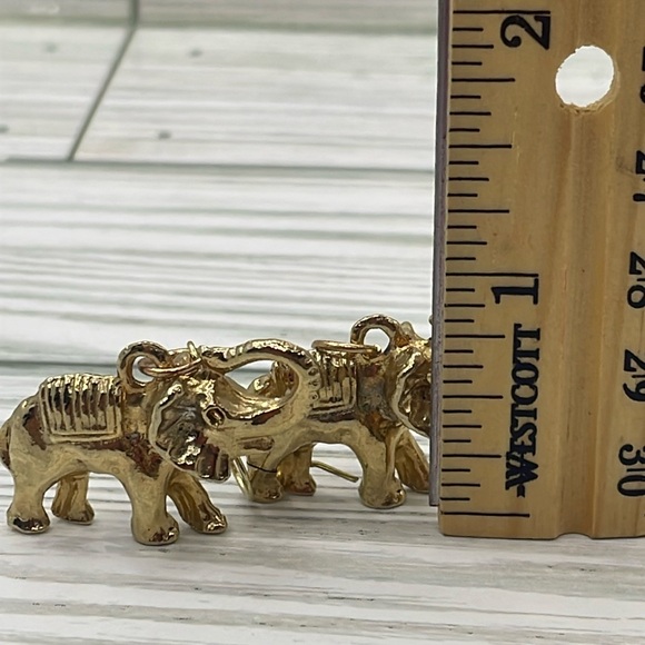 Handmade Gold Elephant Earrings - Picture 9 of 12